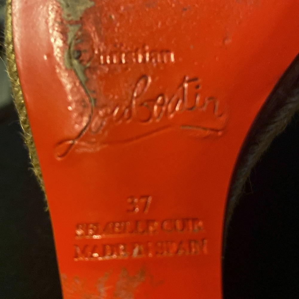 CHRISTIAN LOUBOUTIN  RED PATENT  5” Wedge / 1” Toe Sandals size 37 HOT! - Picture 9 of 15